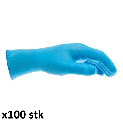 Mynd af Þunnir bláir nítril hanskar - 100 stk saman
