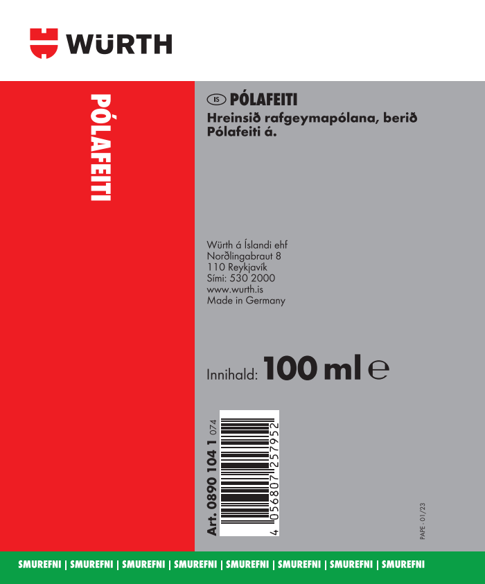 Pólfeiti rauð - túpa100ml | Würth á Íslandi