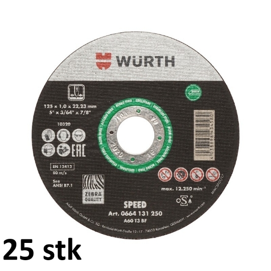 Mynd af Skurðarskífa plus fyrir ryðfrítt (A2) 125x1,0 - 25 stk saman