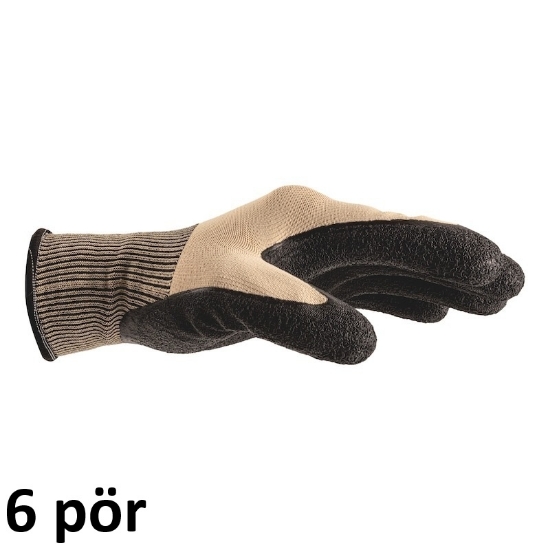 Mynd af Ecoline brúnir gúmmígripsvettlingar - 6 stk saman
