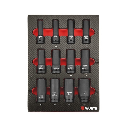 Mynd af Krafttoppasett í skáp - 1/2" djúpir-12stk -10-27mm